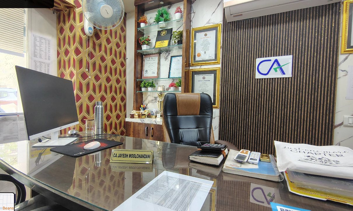 CA Jayesh Moolchandani's cabin at KPMJ & Associates, Jaipur